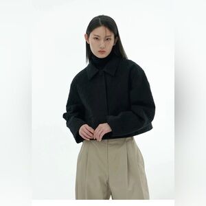 AMOMENTO FLOWER QUILTED VELVET JACKET Black size 2  Style: AM22FWW06JK